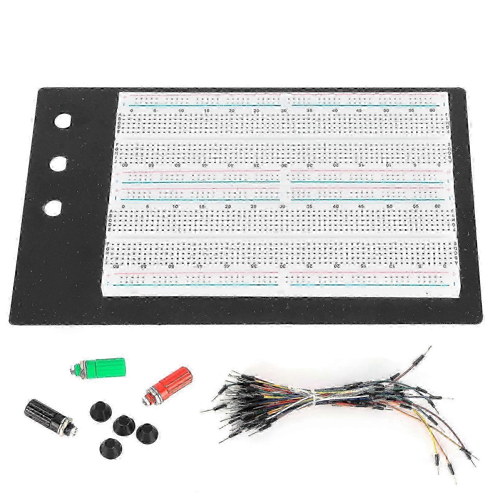 Solderless Breadboard 1660 Points with 65 Jumper Wires 3 Binding Posts for Prototyping Circuit