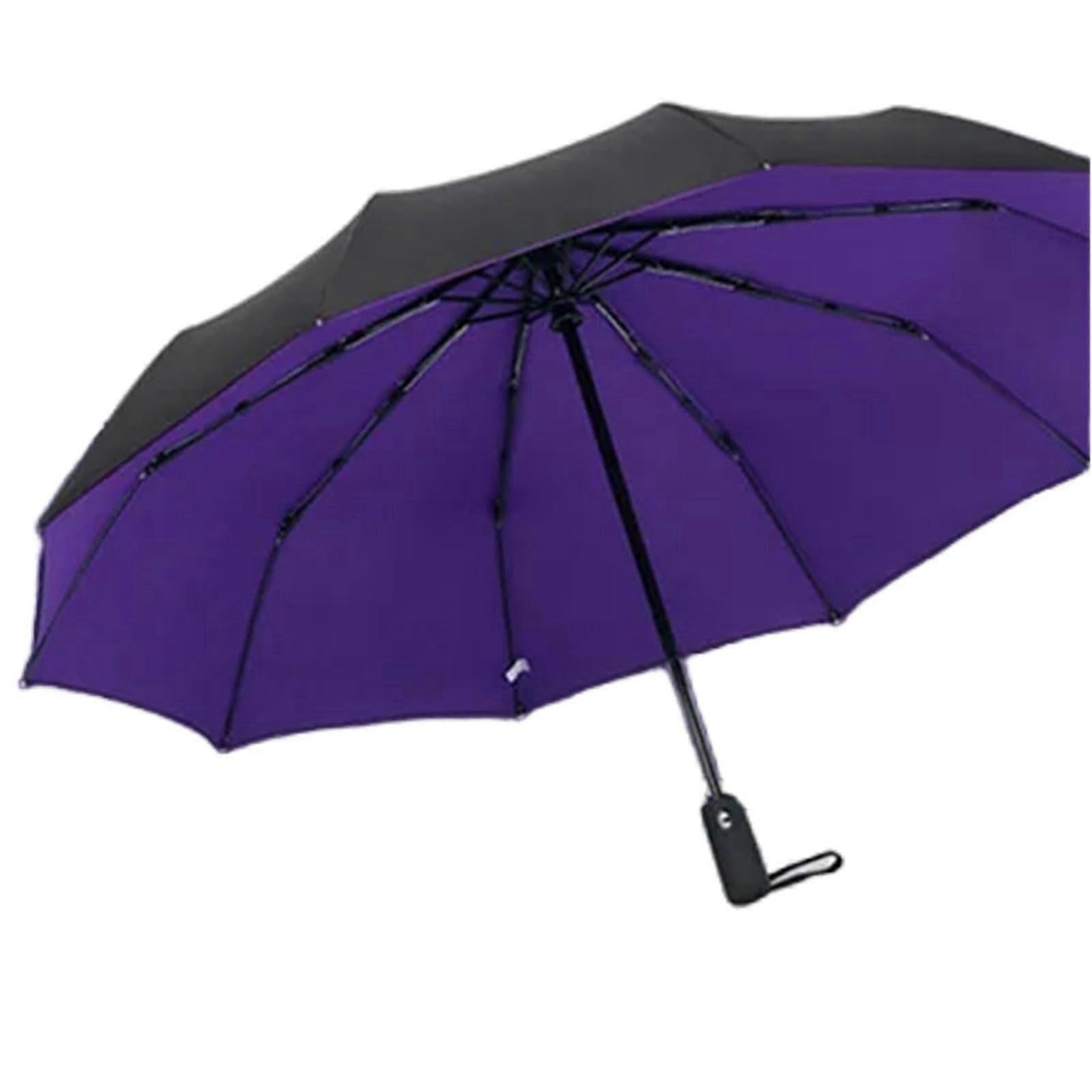 Windproof Automatic Umbrella with 10Rib Frame, DualLayer Sunproof Canopy, Compact for Travel