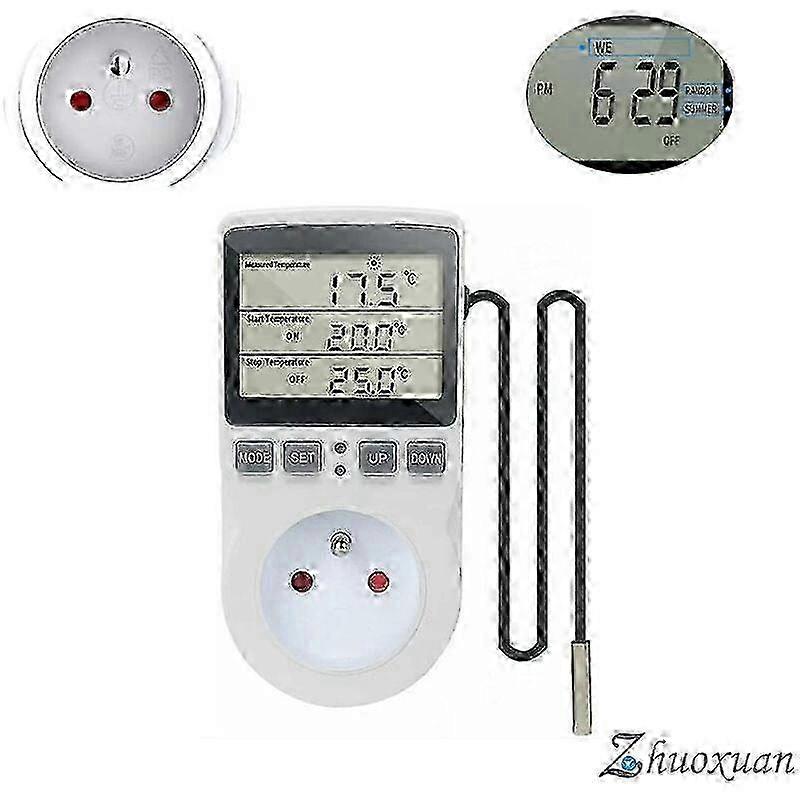 25-26 LCD Screen Digital Temperature Controller, Heating Cooling Thermostat with Sensor Timer, Mode Selection for Stable and Reliable Temperature Cont