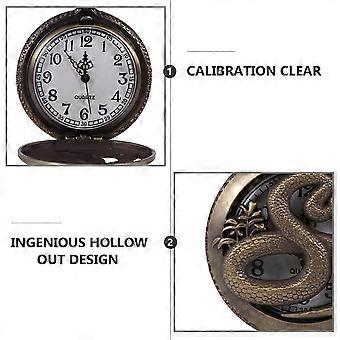 Vintage Pocket Watch Classic Hollowed-Out Snake Design For Adults Coffee 48.00X4.50X1.00CM Time Telling 1Pc