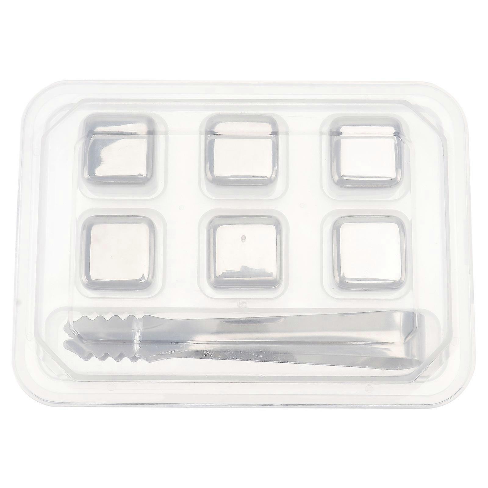 Whiskey Cooler Beverage Blocks Reusable Ice Cubes 3Sets Silver