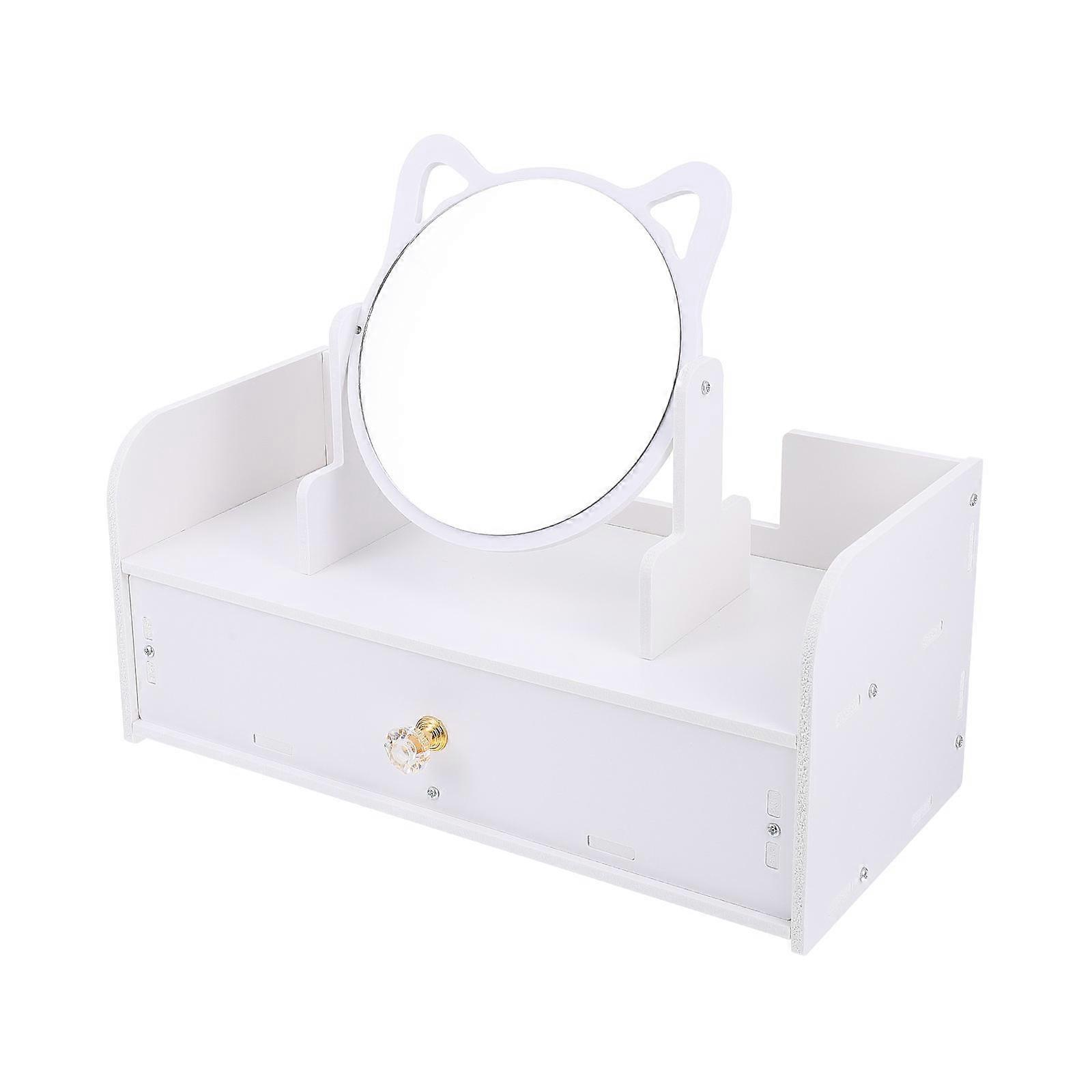 Makeup Mirror Tabletop Multifunctional Mirror Storage Box for Home Use