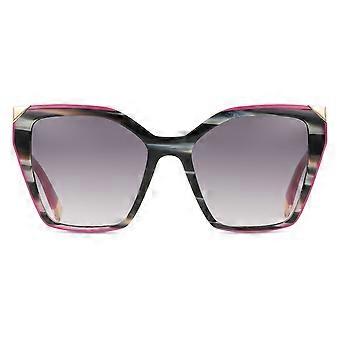 Furla SFU686V 05GZ Vollrand-Sonnenbrille für Damen, beige, hornfarben, schwarz, Cat-Eye-Optik, UV3, Original