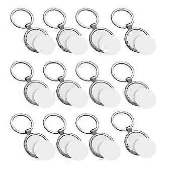 12 Pcs Sublimation Blank Keychain Round Heat Transfer Keychain Metal Board Key Rings Thick Sublimation Photo Keychain