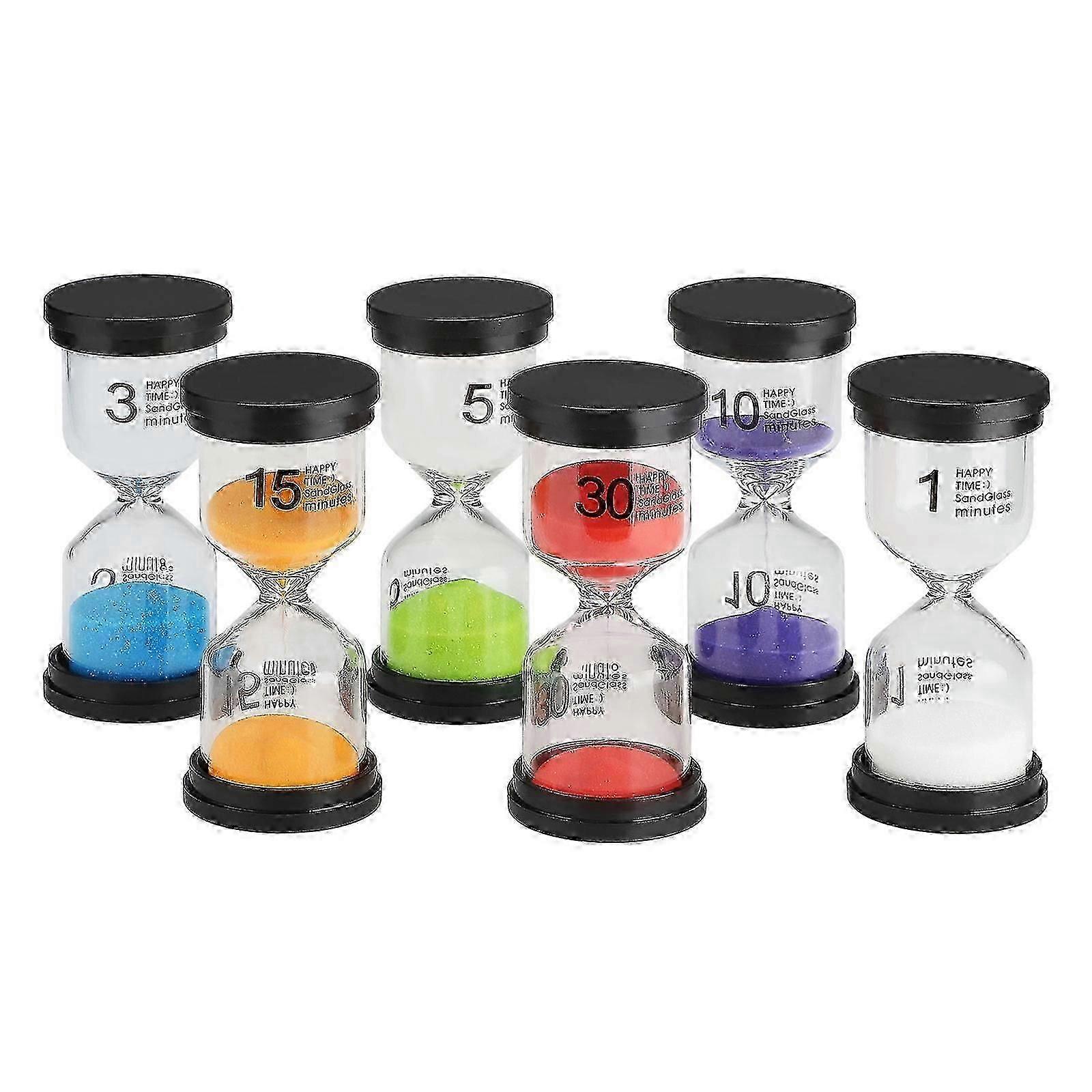 6PCS Colorful Sandglass Timer Set for Home & Kitchen