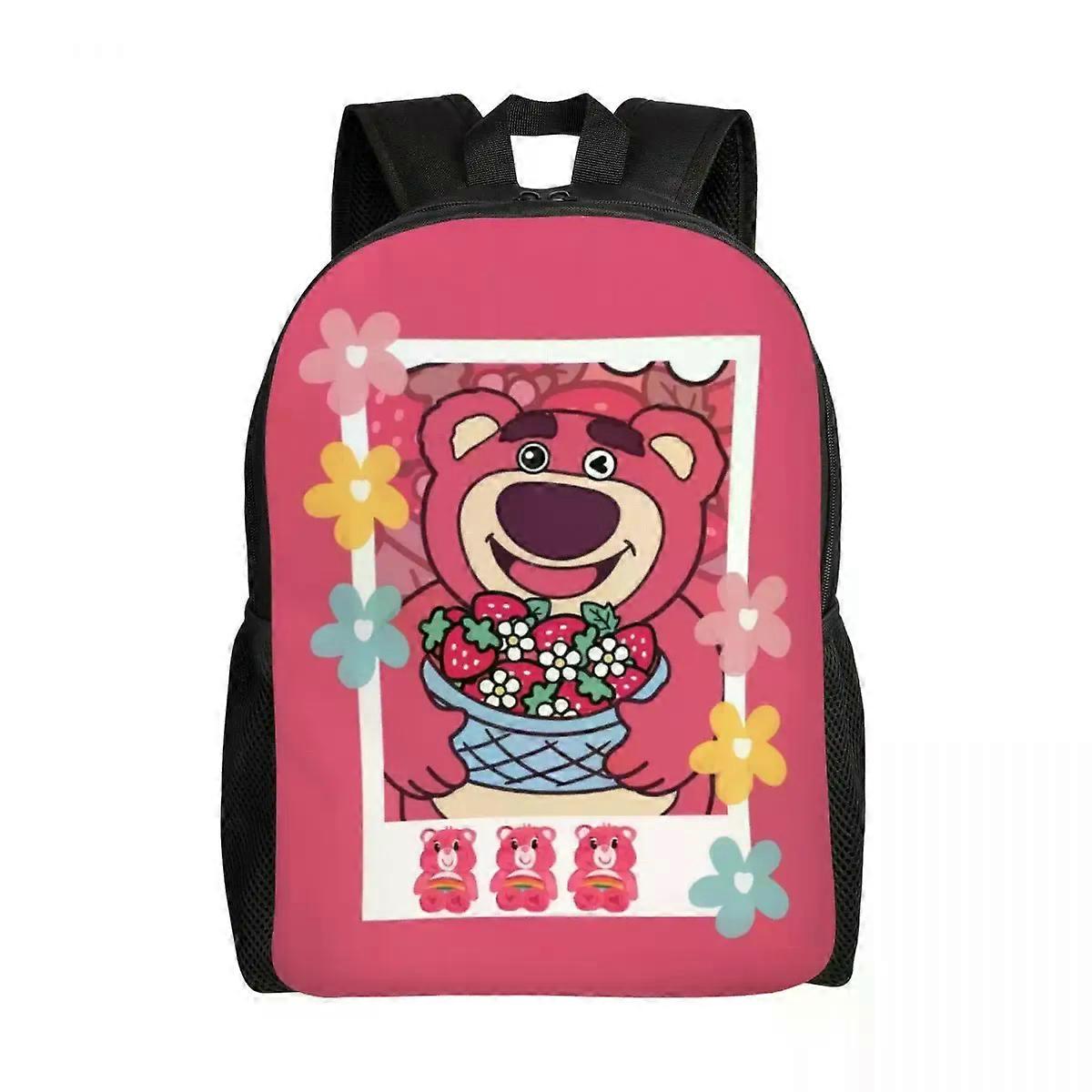 LA508 3D Printing Strawberry Bear Lotso Huggin Backpack for Girls Boys College School Travel Bags Bookbag Fits 15 Inch Laptop