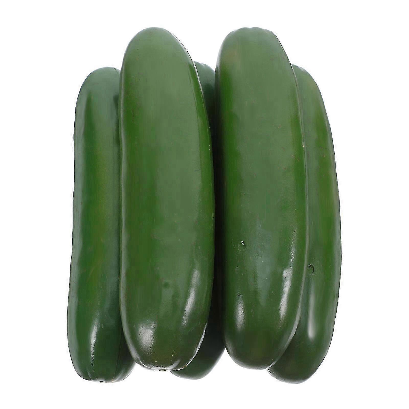 Plastic Green Cucumber Artificial Vegetables for Creative Projects 6Pcs