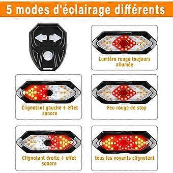 Turn signals and rear lights for bicycles with sound effects, wireless remote control, 5 different light modes, rechargeable, easy to install, vi