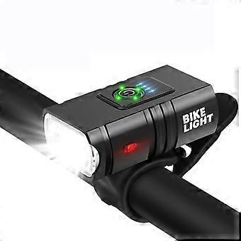 usb oplaadbare voorste fietslamp met power display 6 modi fietslamp veiligheid nacht rijden mtb fietslicht