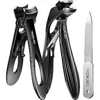 Toenail Clippers Set, Heavy-Duty Long Handled Nail Clippers for Thick Nails, Ergonomic for Seniors, with Nail File and Storage Tin