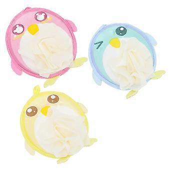 3pcs Bath Loofah Sponge Penguin Shape Loufa Body Scrubber Mesh Pouf Shower Ball Exfoliating Shower Towel Soothing Body Brush for Kids Women Men - -