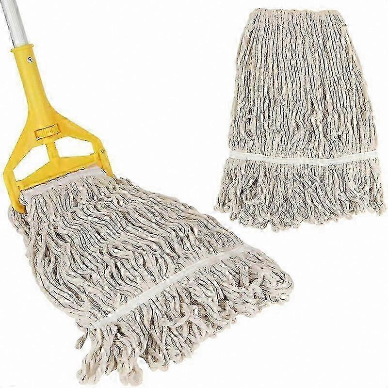 Heavy Duty Loop End String Mop with 59" Steel Handle & Extra Replacement Head
