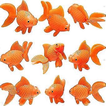 Conjunto de 15 Peixinhos Dourados Artificiais de Plástico para Aquário, 4 x 3 cm, Ornamentos Flutuantes Realistas para Aquário