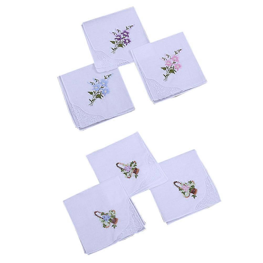 Serviettes en coton brodées et dentelle, lot de 12.