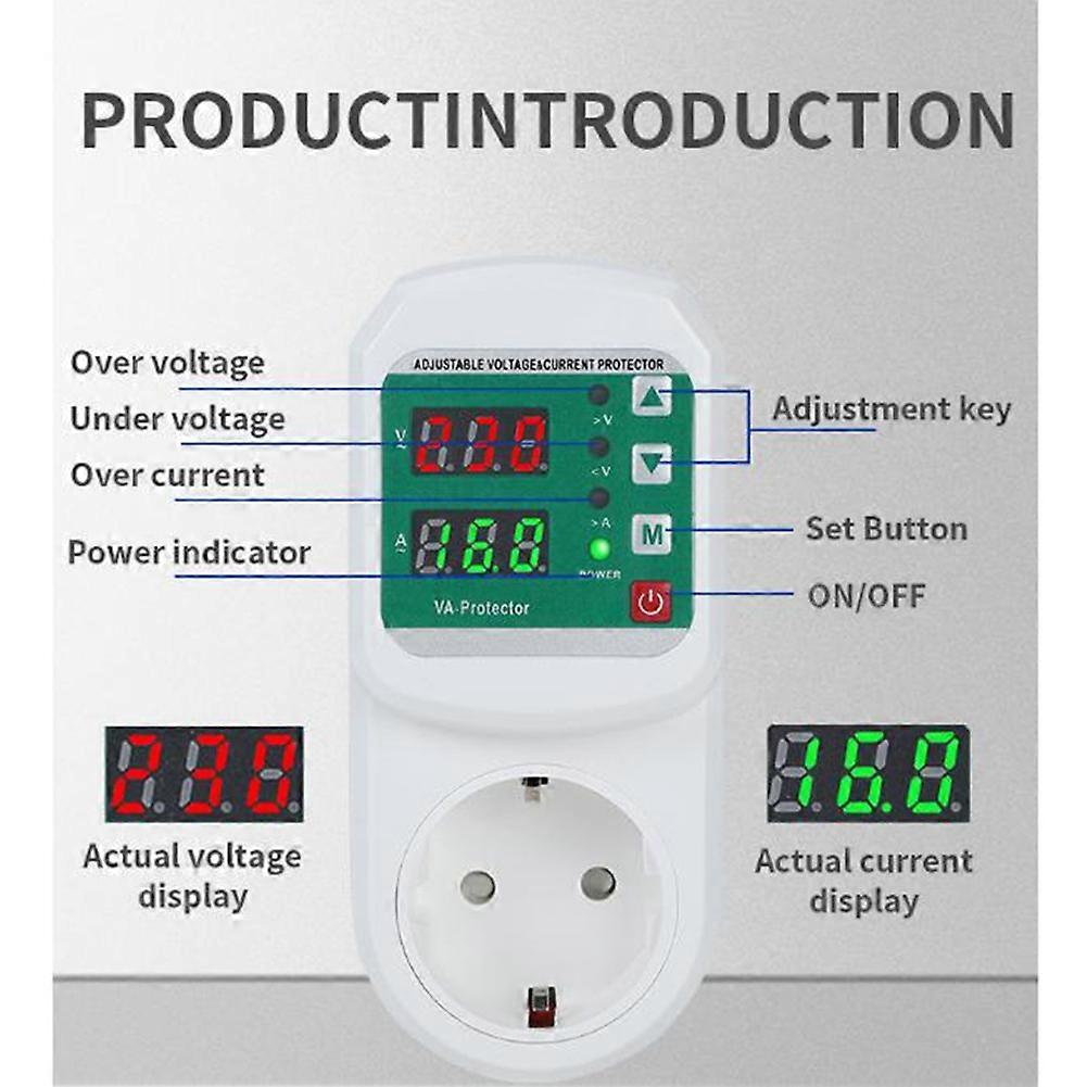 Multifunction over Voltage Current Protector EU Plug Socket Automatic Voltage Current Protector Socket