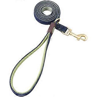 Laisse pour chien en denim et nylon avec poignée rembourrée confortable pour chiots et petits chiens. 1,2 m (Petite. Verte)