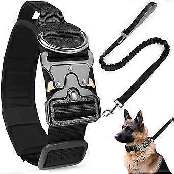 Tactical Dog Collar and Leash Set with Control Handle, Wide Adjustable
