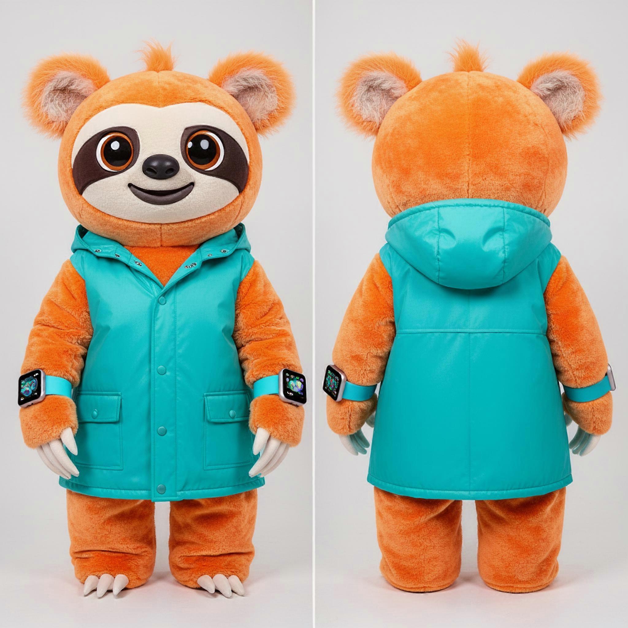 MASTICOT Rust Orange Fluffy Sloth Mascot