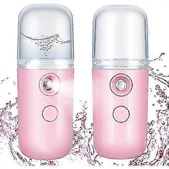 Nano Facial Mister 2 Pieces 30ml Portable Mini Face Mist USB Rechargeable Steamer