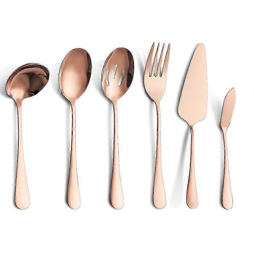 6PCS Serving Flatware Set, Serving Utensil,Cake Server, Slotted Serving Spoon