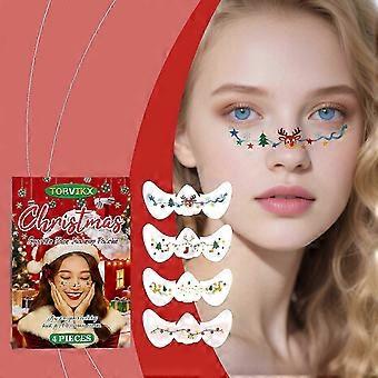 Holiday Christmas Face Glitter Stickers – Festive Makeup Decals for Parties & Seasonal Fun, Sparkle Look