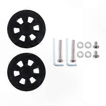 Black Wear-Resistant PU Suitcase Wheels, 55mm x 12mm Replacement Pair for Luggage