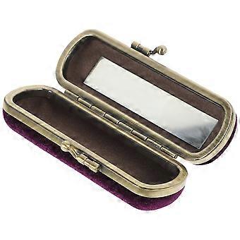 Lip Gloss Case With Mirror Purple 10x3.5x2.5cm Durable Velvet Cosmetic Storage Organizer For Women Everyday Use 1Pack