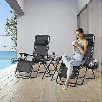 Ligstoelen Set met Tafel - Loungeset Buiten - Verstelbare Tuinstoelen
