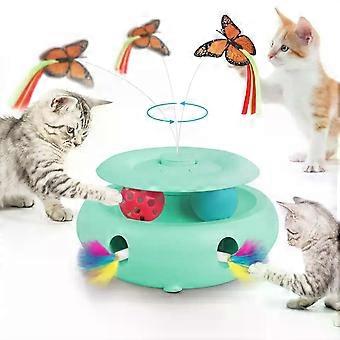 Interactive Automatic Cat Toy, 3-in-1 USB Rechargeable Electric Kitten Toy for Indoor Cats Exercise
