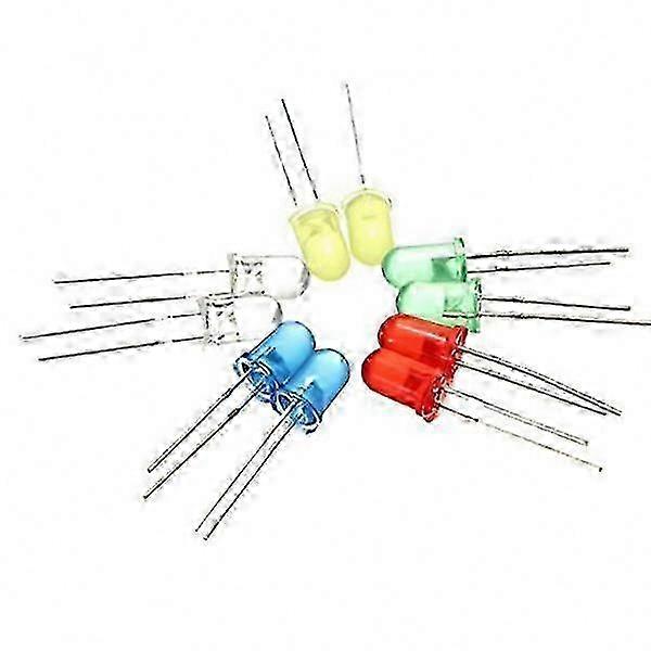 LED Light Emitting Diode, 5mm Multicolor, 100-Piece Pack