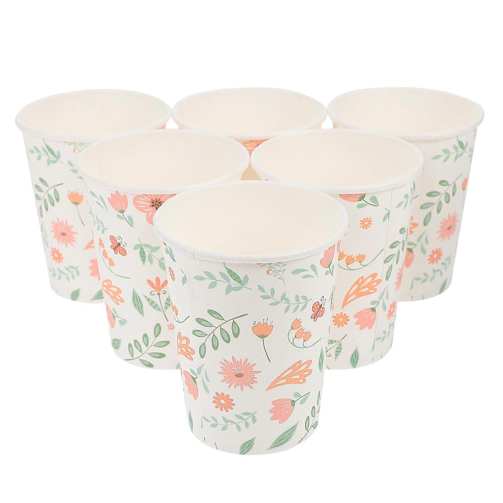 Flower Pattern Paper Cups Party Disposable Paper Cups compatible with Storage 24Pcs