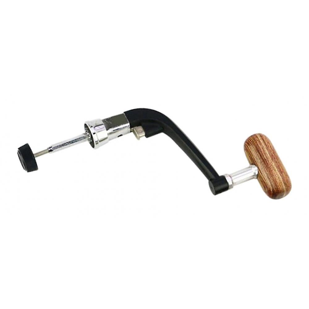 金属旋转钓鱼卷轴手柄摇臂木质曲柄手柄黑色S