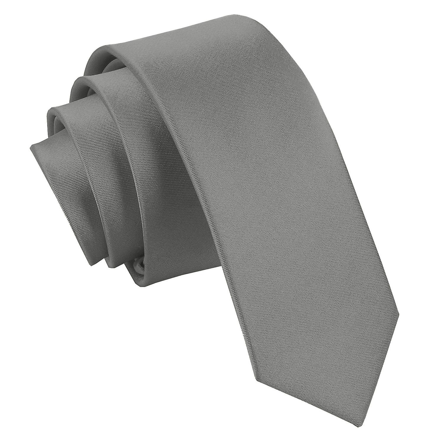 Platinum Plain Satin Skinny Tie