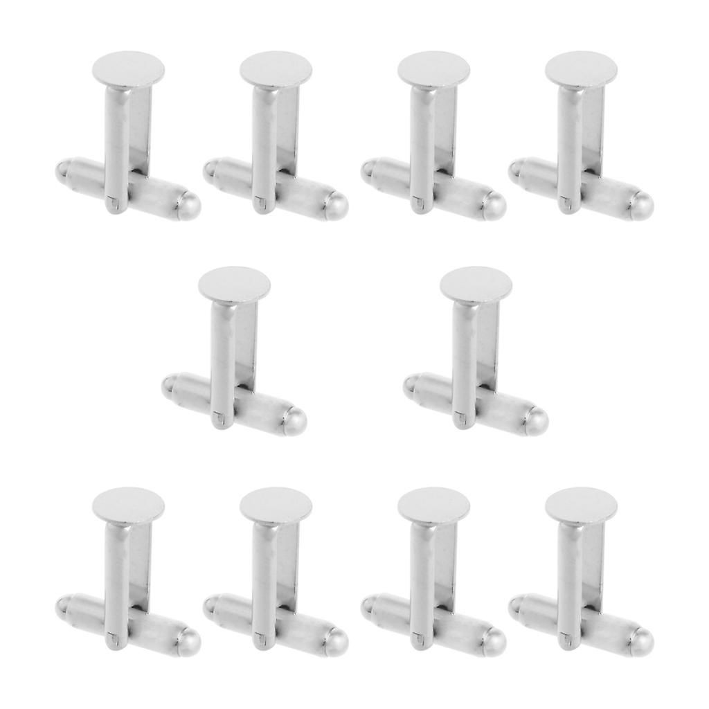 Piercing Classic 10 Pcs Cufflinks Cufflink Silver Tone Silver Backs Blanks 0.31"