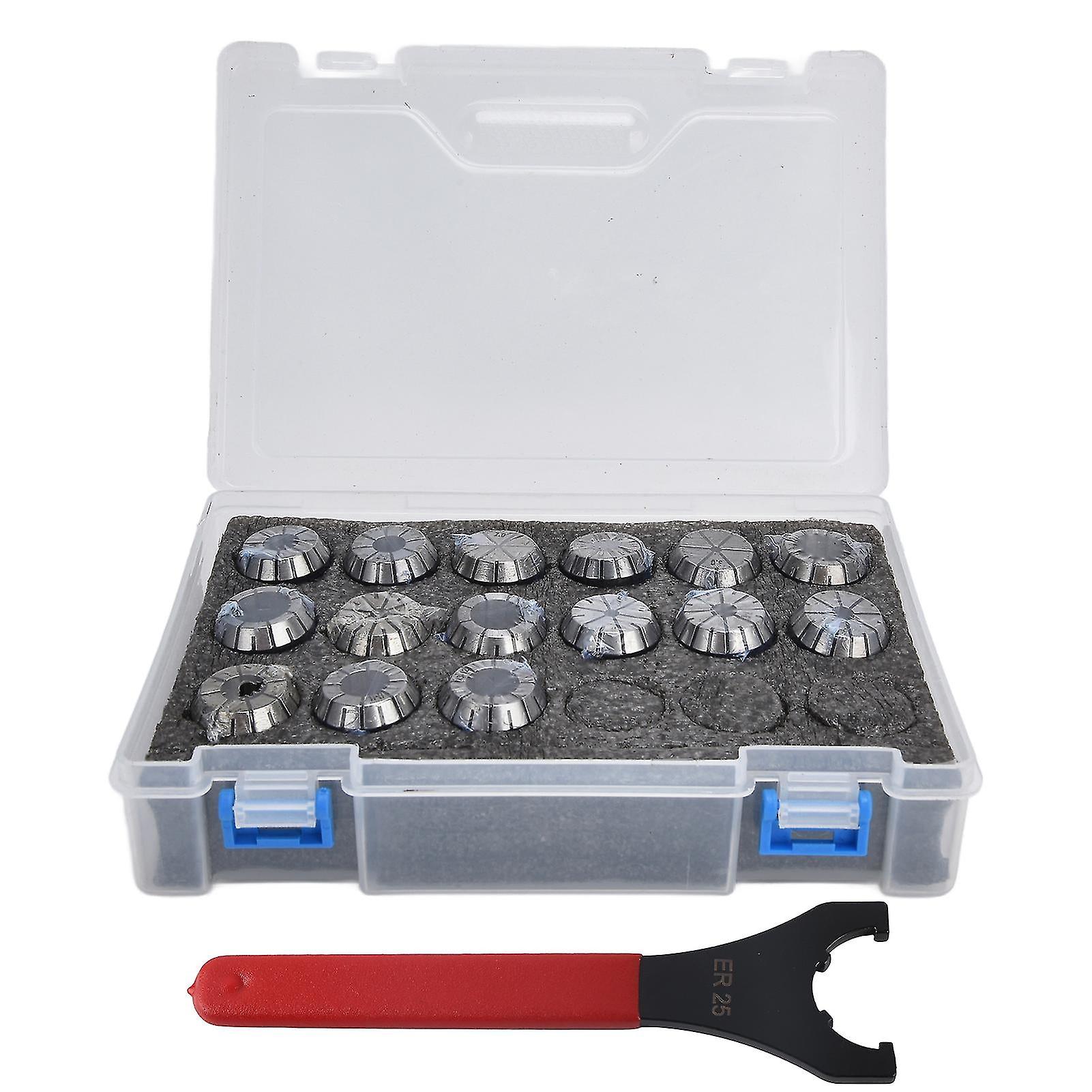 15Pcs Er25 Chuck Set High Speed Steel Spring Collets With Wrench Cnc Milling Machine Parts