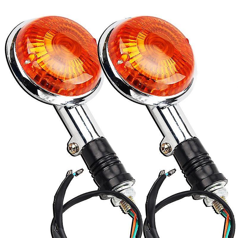 2pcs Motorcycle Turn Signal Light Amber Round Indicator Lens compatible with Yamaha Xv400 Xv650 Xv11