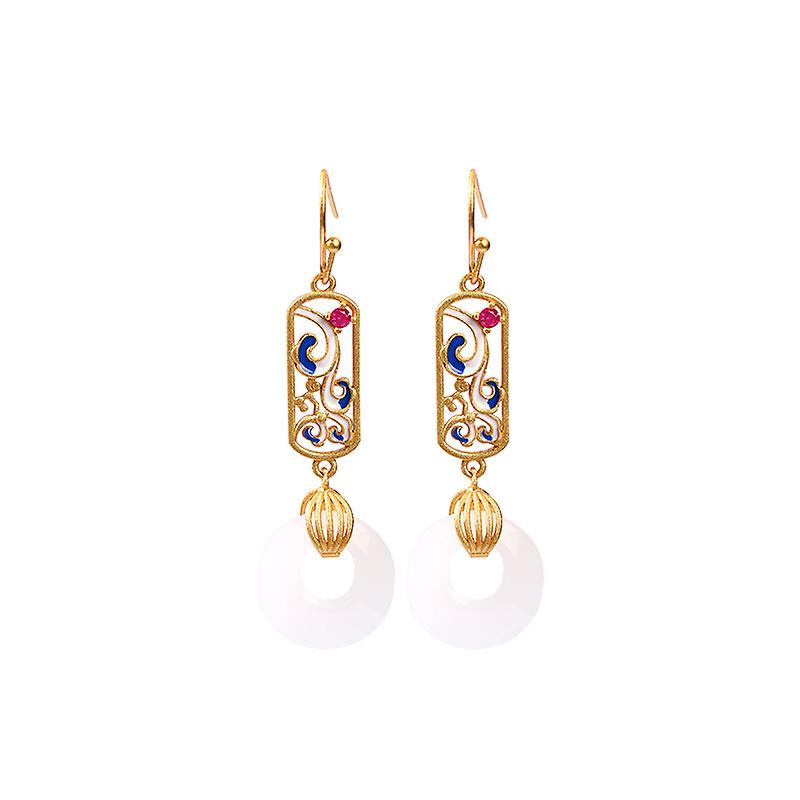 Enamel Peace Button Earrings