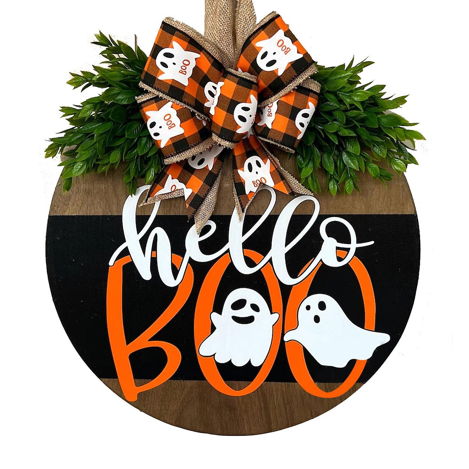 Hanging Sign Halloween Door Decorations Classic Cute Pattern Welcome Door Sign Greeting Guests & Passers-by