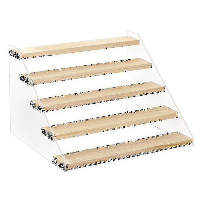 Multipurpose Display Riser Rack Stand Clear Wooden5tier Step Shelf Dolls Holders Racks