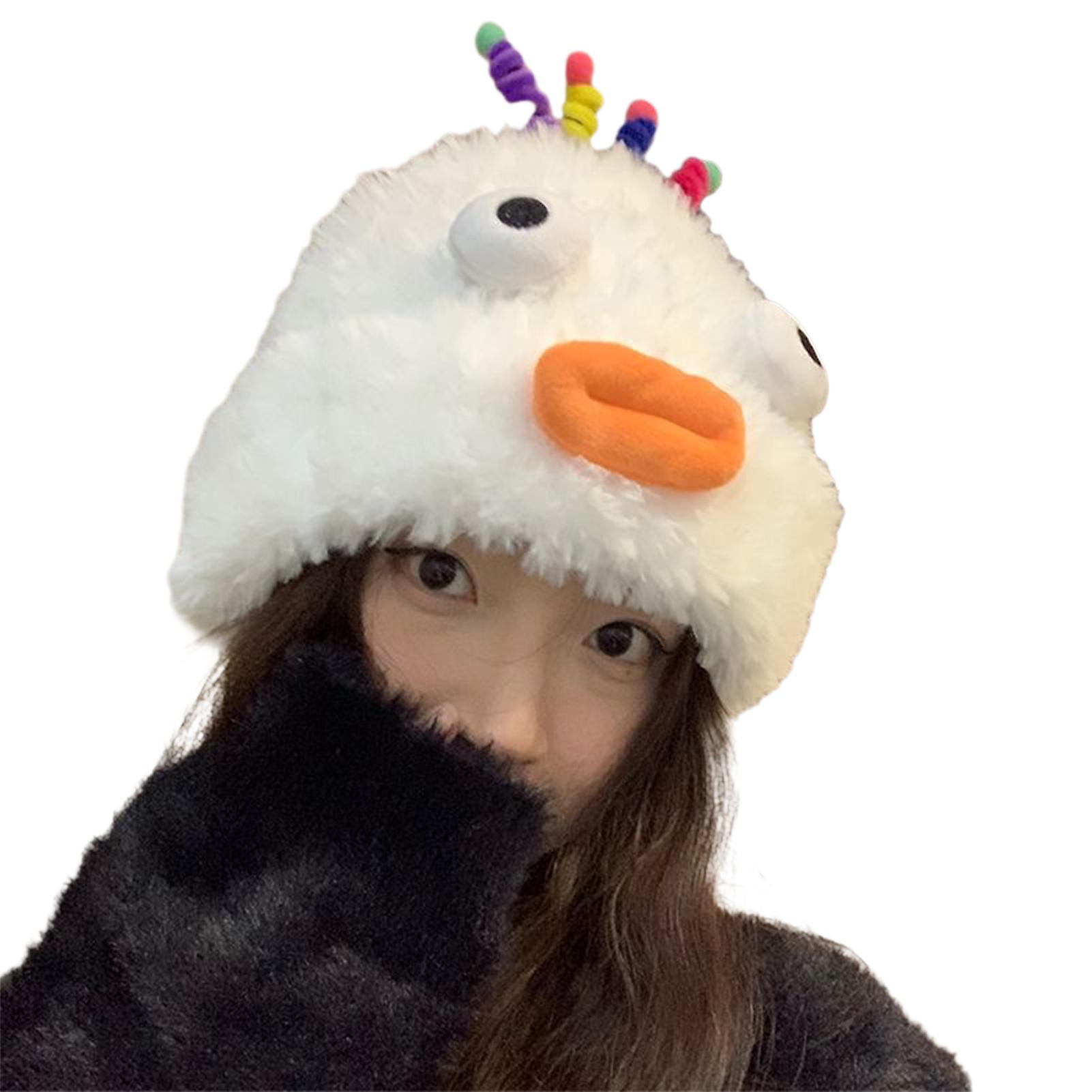 Personality Monster-shape Plush Hat Windproof Warming Knitting Beanie for Walking