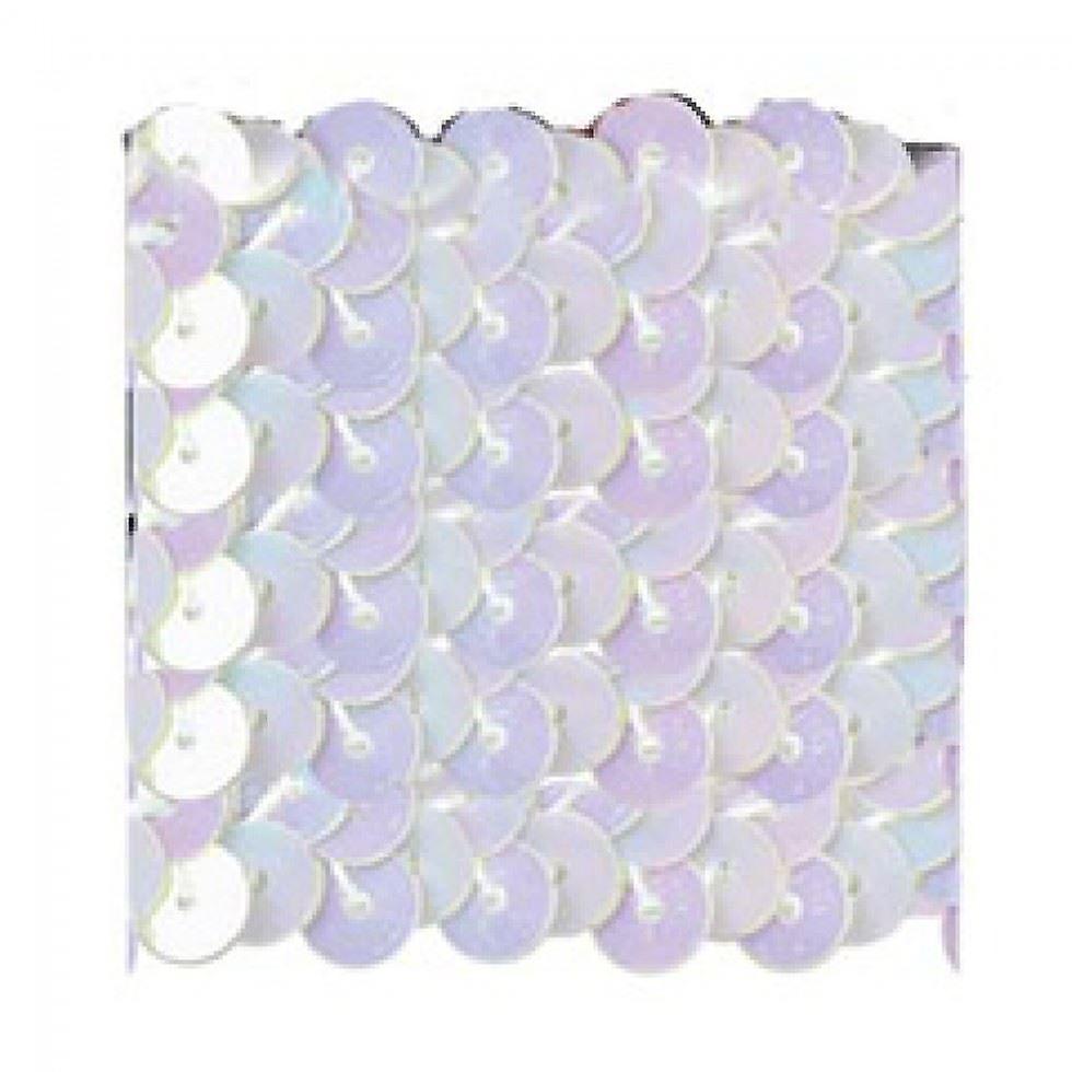 Trimits 40mm Stretch Sequins Trim White Iris - per metre