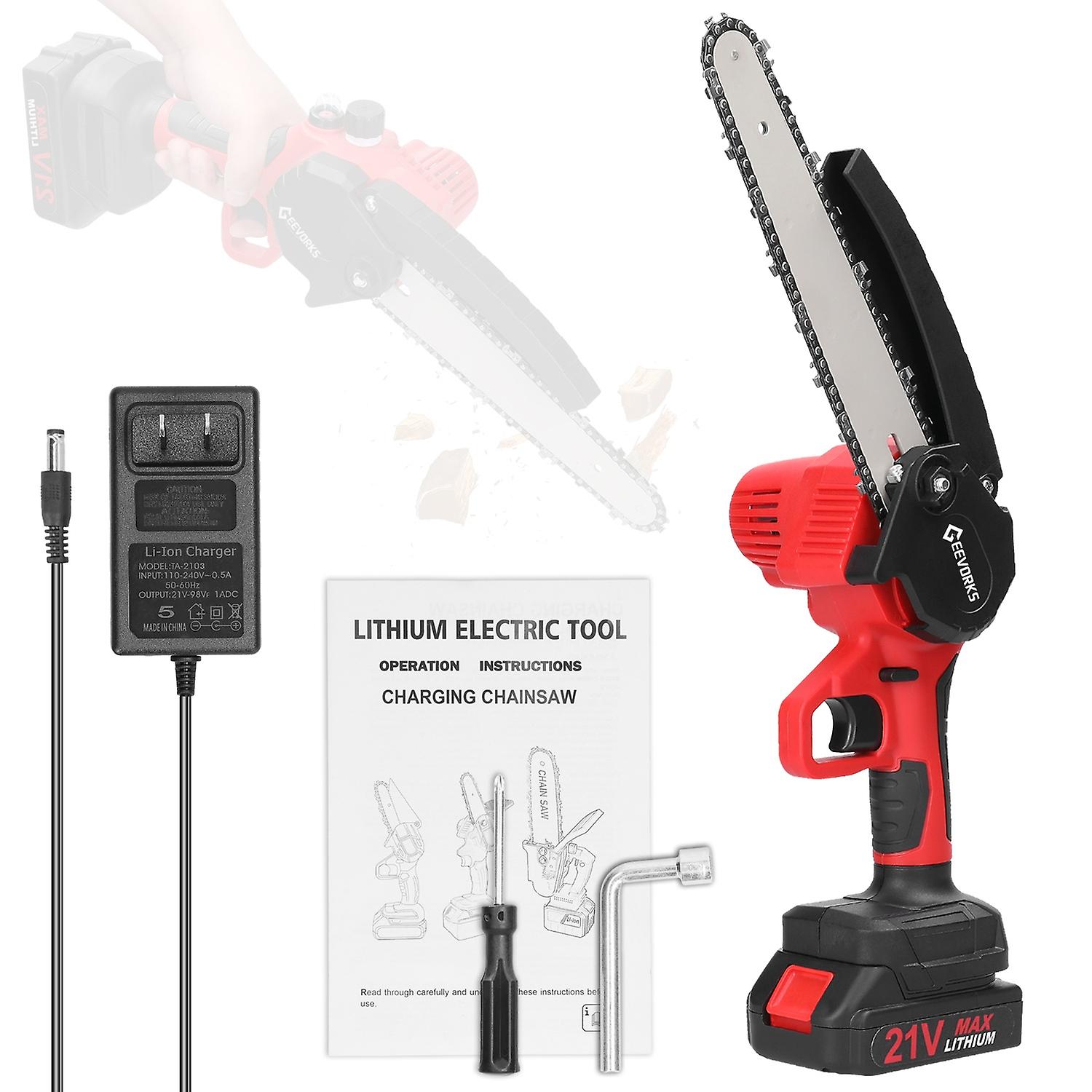 21V 8inch Portable Electric Pruning Saws Small Wood Splitting Chainsaw Brush Motor One-handed Woodwo
