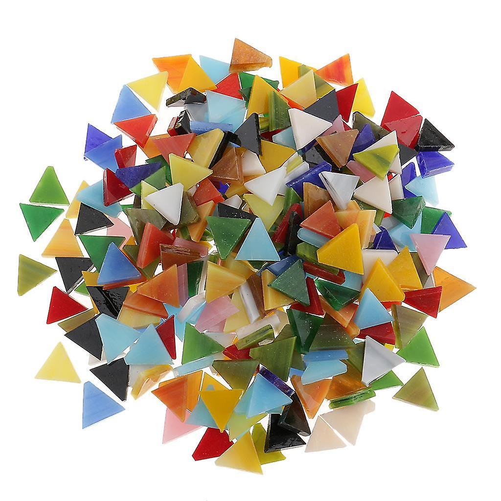 300 Pieces Assorted Color Glass Mosaic Tiles for DIY Crafts 12mm Triangle