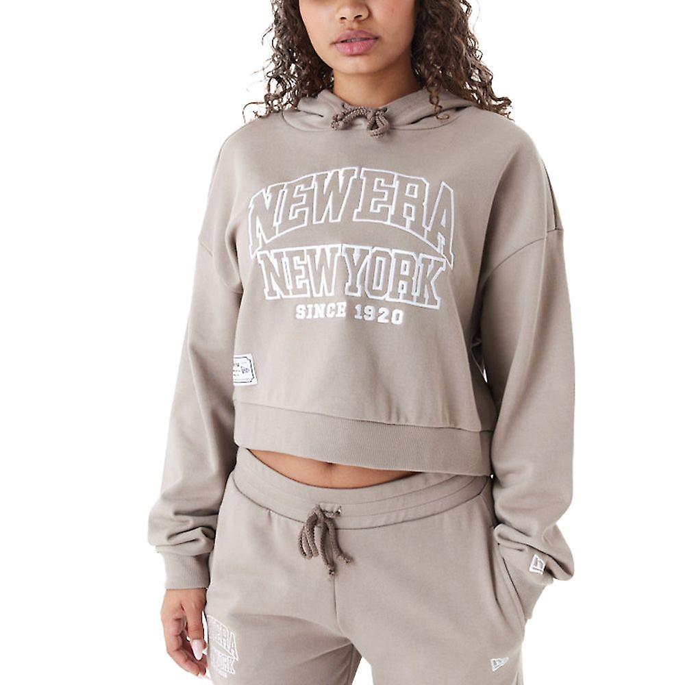 New Era Ladies Cropped Fleece Sweat à capuche marron cendré