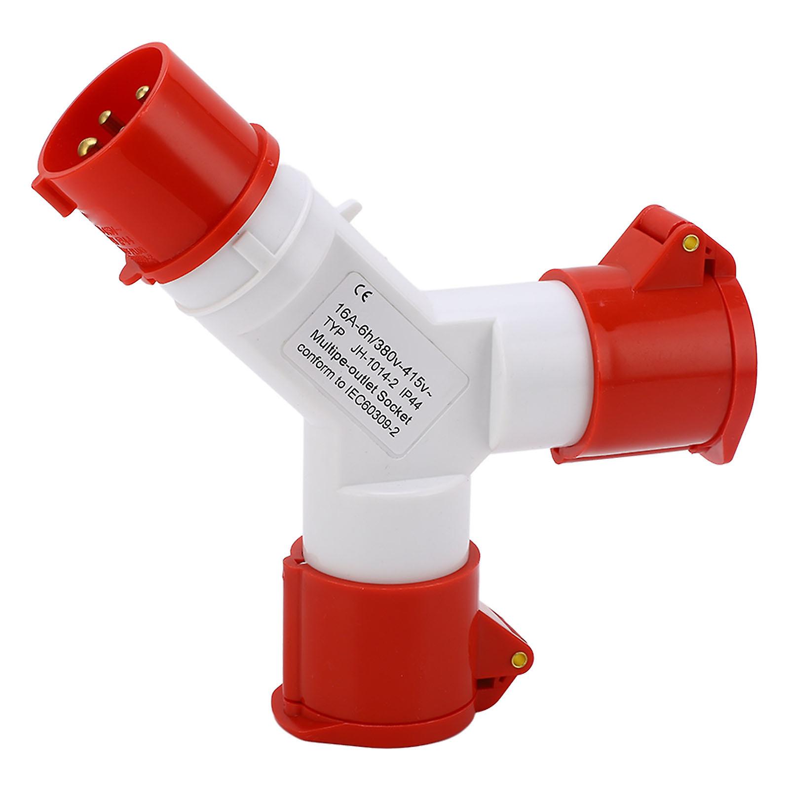 PA66 Insulated Industrial Plug, 1 Inlet, 2 Outlets, Waterproof, Explosion-Proof, 4 Conductor, Y-Shaped Industrial Plug, 380-415V, 16A