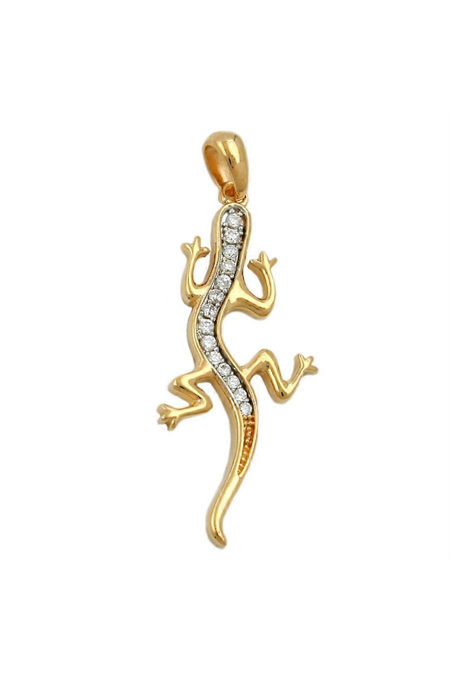 Pendant Lizard With Zirconia 3 Micron Gold-plated - Gl30254