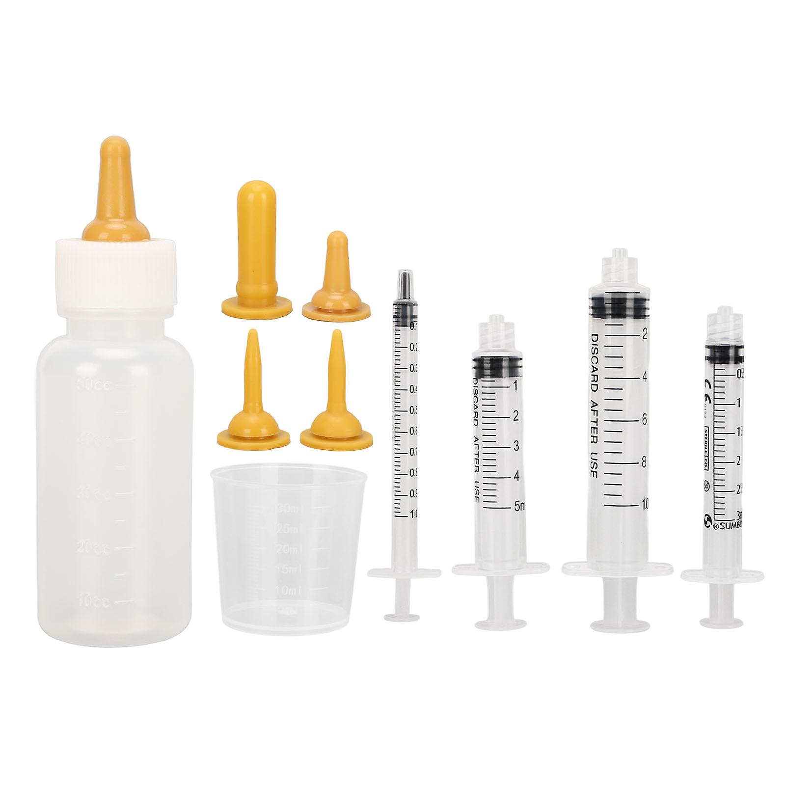 Pet Nursing Bottle Kits Professional Replacement Nipple Flow Rate Control Kitten Feeding Bottles for Kittens Puppies Yellow