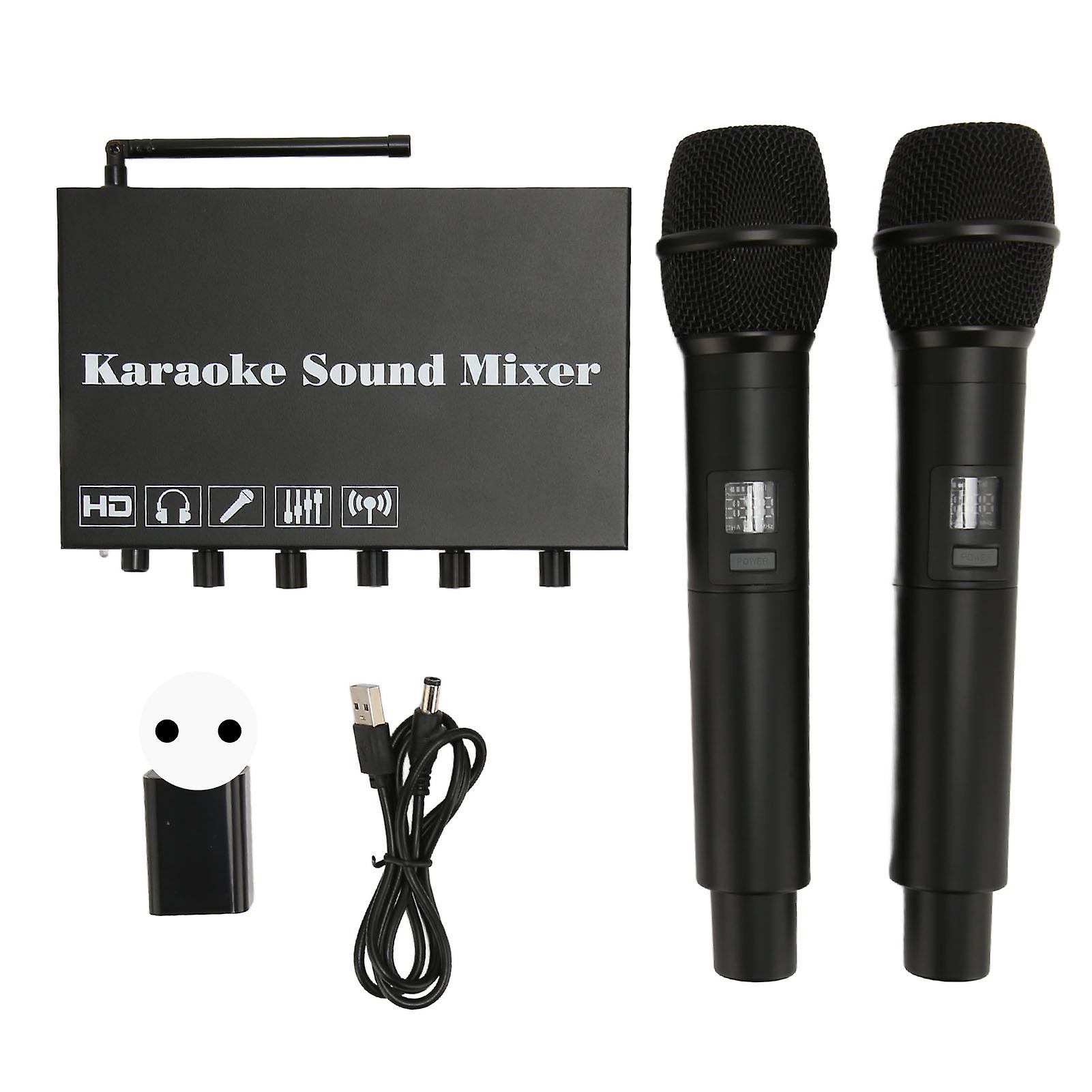 Wireless Karaoke Mixer System with HD Multimedia Interface & Dual Mics - EU Plug