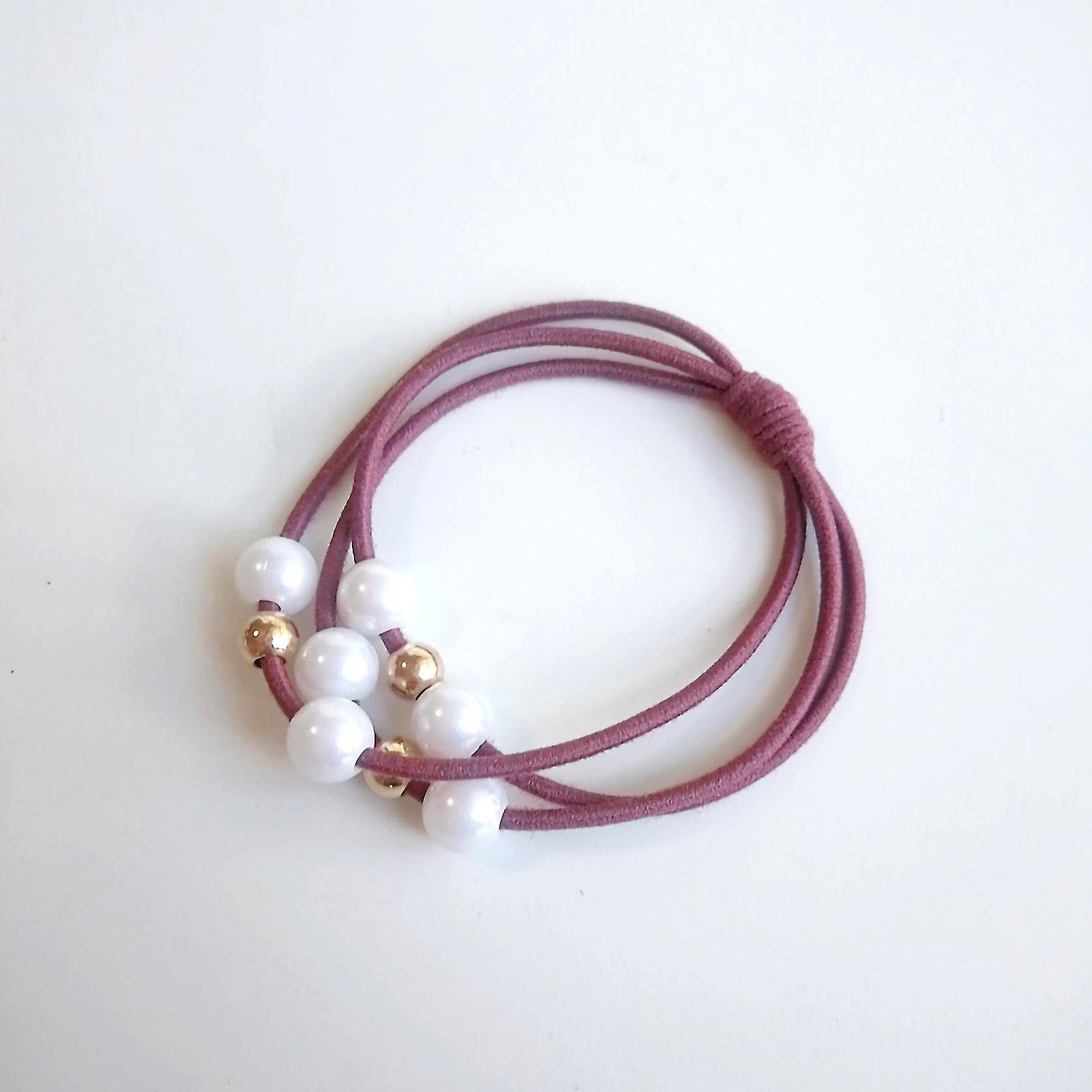 Russet Red Fashionable with False Pearls - Good Elasticity - Elastic Hair Ties for Girls