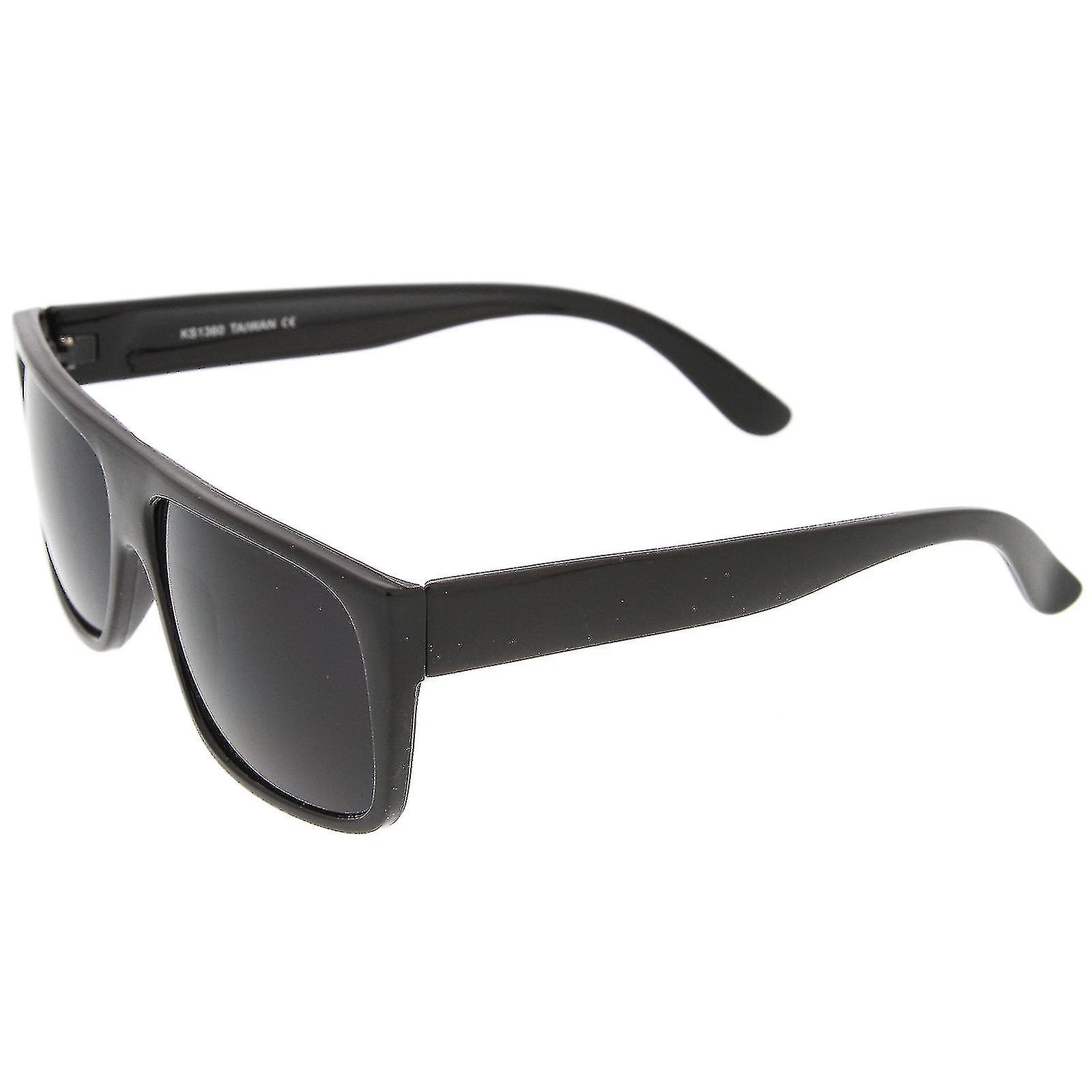 Retro Flat Top Wide Temple Eazy E Style Rectangle Sunglasses 57mm